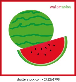 Isolated watermelon on a white background. Vector illustration