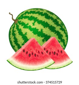 Isolated watermelon on white background. Vector illustration.