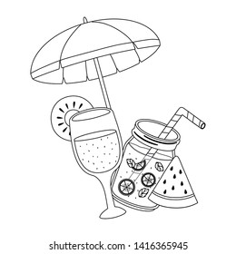 Isolated watermelon and pineapple juice design