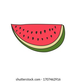 Isolierte Wassermelonenscheibe auf weißem Hintergrund in Vektorillustration. Vektorillustration-Illustration von Wassermelonen