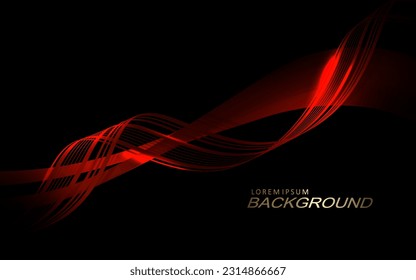 Isolated wave patterns in red tint on black design