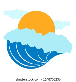 Isolated wave with a sun icon