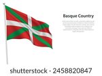 Isolated waving flag of Basque Country is a community Spain on white background. 