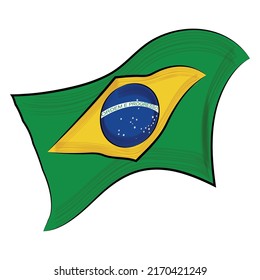 Isolated waving flag of Brazil Vector