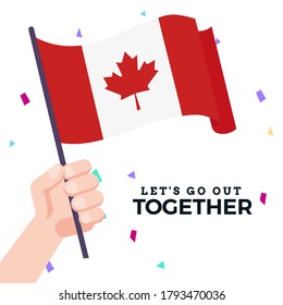 Isolated waving flag of Canada with message - Vector illustration