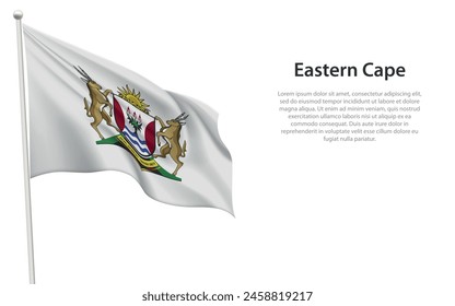 Isolated waving flag of Eastern Cape is a province South Africa on white background. 