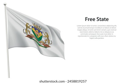Isolated waving flag of Free State is a province South Africa on white background. 