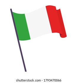 Bandera de ondulación aislada de Italia - Ilustración vectorial