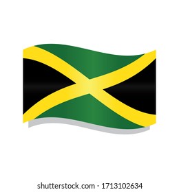 Alleinstehende schwenkbare Flagge Jamaikas - Vektorillustration