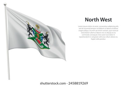 Isolated waving flag of North West is a province South Africa on white background. 