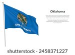Isolated waving flag of Oklahoma is a state United States on white background. 