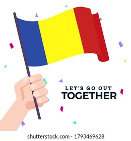 Isolated winking flagge Romania with message - Vektorgrafik