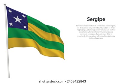 Aislado ondeando la bandera de Sergipe es un estado de Brasil sobre fondo blanco. 