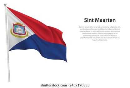 Isolierte schwenkende Flagge von Sint Maarten auf weißem Hintergrund. 