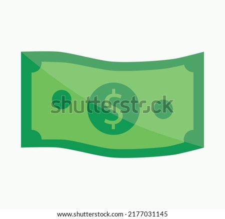 Isolated Wavy Dollar Bill Note Green Glossy Flat Icon Illustration Financial American Currency Background