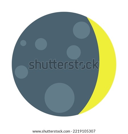 Isolated Waxing Crescent Moon Vector Icon, Emoji, Emoticon