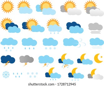 Isolated Weather Elements Vector Illustrations 
