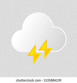 Isolated weather icon. Cloud and lightning element on transparent background. Vector Illustration. Thunder