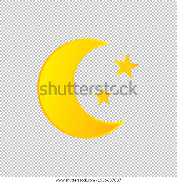 Isolated weather icon.\
Moon and star element on transparent background. Vector\
Illustration. Moon\
night