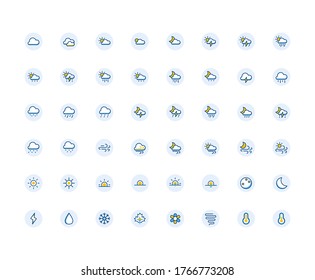 Isolated Weather Icon Pack with Multicolor style