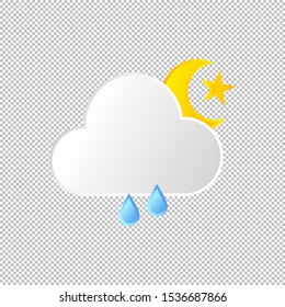 Isolated weather icon. Rain element on transparent background. Vector Illustration. Rainy in day and night