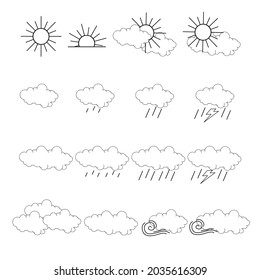 Isolated weather icon set on white background