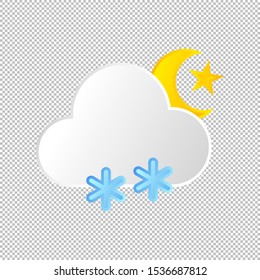 Isolated weather icon. Snow element on transparent background. Vector Illustration. Snowflake, snowing