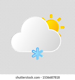 Isolated weather icon. Snow element on transparent background. Vector Illustration. Snowflake, snowing in day