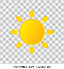 Isolated weather icon. Sun element on transparent background. Vector Illustration. Sunshine, sunny