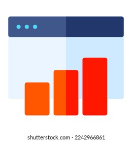 Isolierte Webanalyse auf flachem Hintergrund. Wachstum, Seebau und Web, Statistik, Graph, Strich
