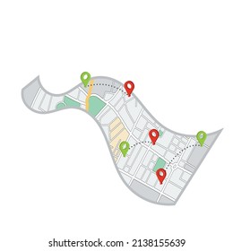 Isolated web application map with pins Vector