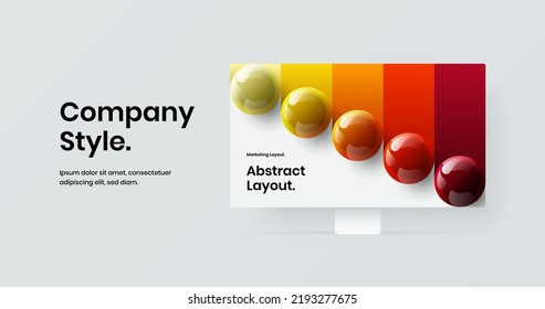 Isolated web banner vector design template. Unique monitor mockup presentation layout.