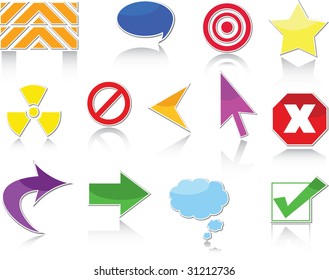 Isolated web icons on a white background.
