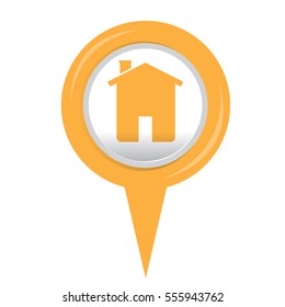 Isolated web pin with a house icon, Vector illustration