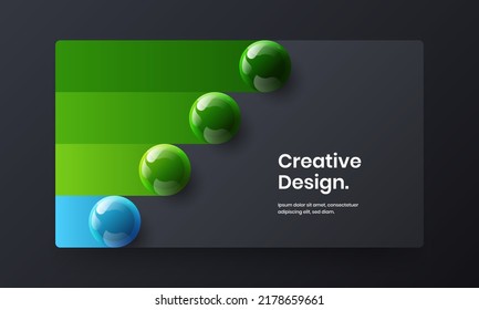 Isolated website screen design vector template. Abstract realistic spheres company brochure layout.