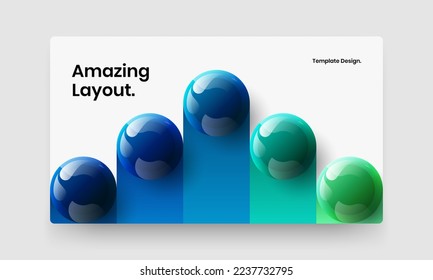 Isolated website screen design vector concept. Multicolored 3D balls catalog cover template.
