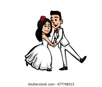 Isolated Wedding Couple Character - Happy Young Couple