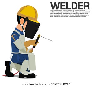 Isolated welder with PPE on transparent background