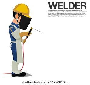 Isolated welder with PPE on transparent background