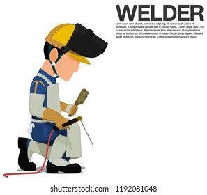 Isolated welder with PPE on transparent background