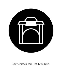 Isolated well structure illustration, minimalist style, black and white, clean lines showcasing architectural design clarity and simplicity