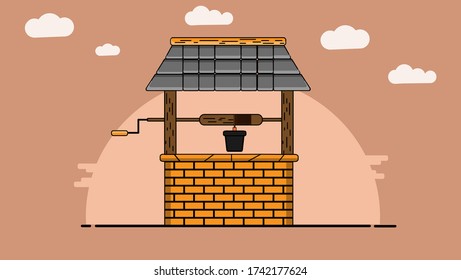 Isolated well. Vector flat cartoon illustration, flat design.