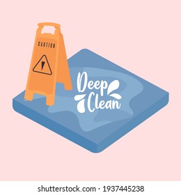Isolated wet floor cleaning articles hygiene equipment - Vector