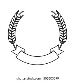 Isolated wheat ear with ribbon design