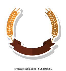 Isolated wheat ear with ribbon design