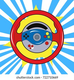 Isolated wheel joystick on a colored background, Vector illustration