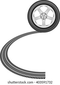 isolated wheel and tire track
