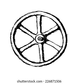 Isolated Wheel or Valve, vector sketch illustration