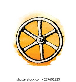 Isolated Wheel or Valve, vector sketch illustration