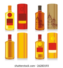 isolated whiskey bottle and boxes